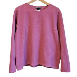 Lands' End Women's Fleece Pullover Long Sleeve Mauve Pink Petite XL 18-20